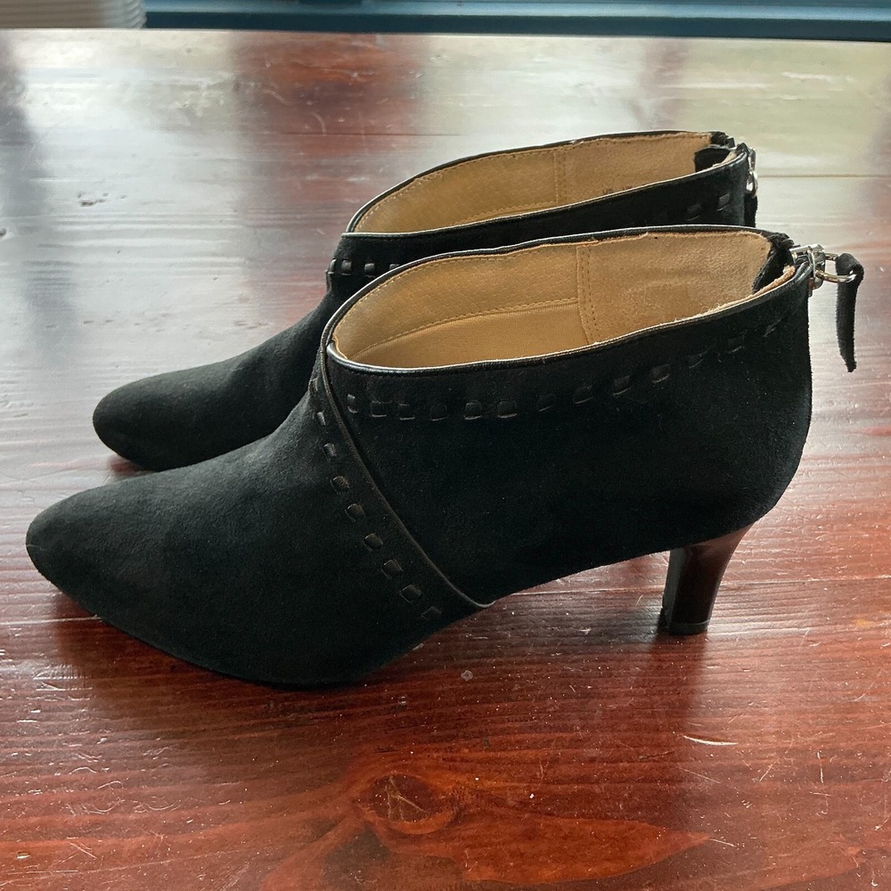 LifeStride Giada Ankle Bootie Women's 9.5M Black Suede Pointed‎ Toe Back Zip
